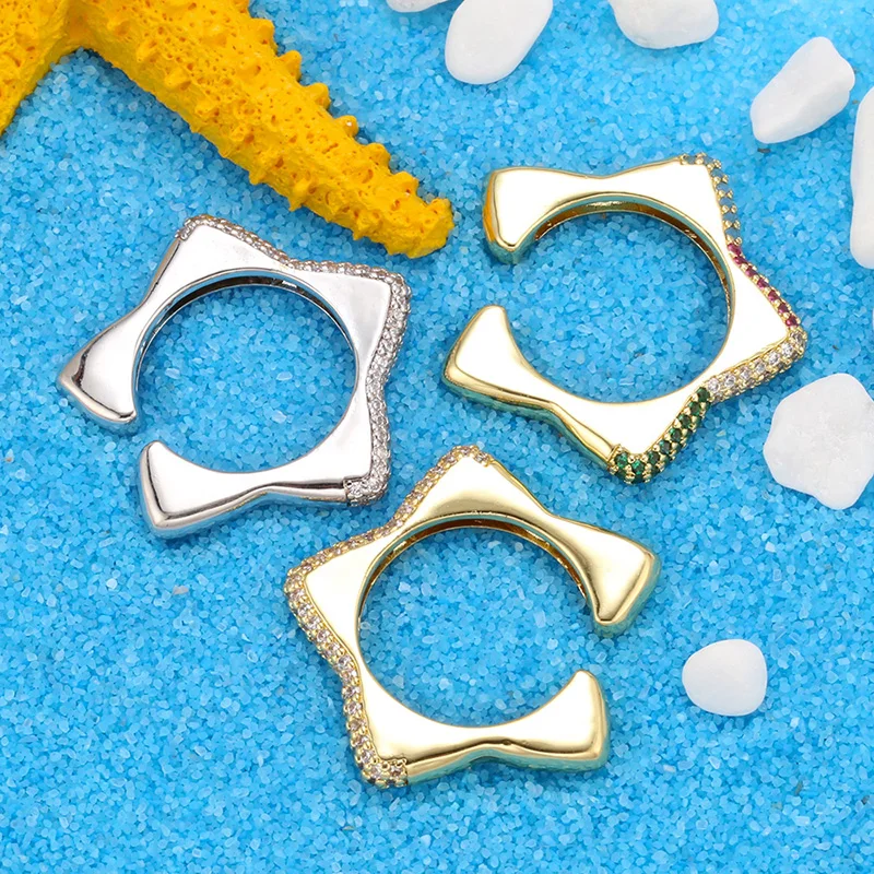 ZHUKOU 1piece 2020 15x15mm CZ Crystal Ear Cuff C Shaped/star shape Ear Clips No Pierced earrings for women Jewellery model:VE131