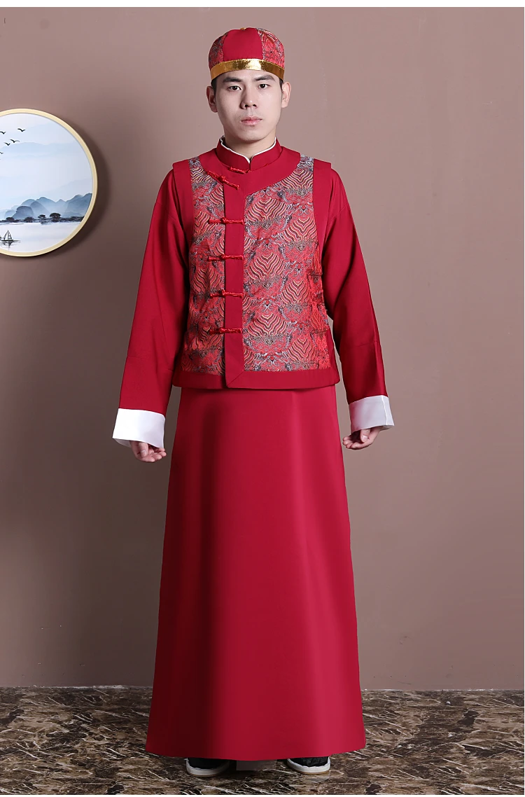 Традиционная китайская одежда для мужчин cheongsam китайский костюм Тан халат древний костюм национальный Свадебный костюм жениха