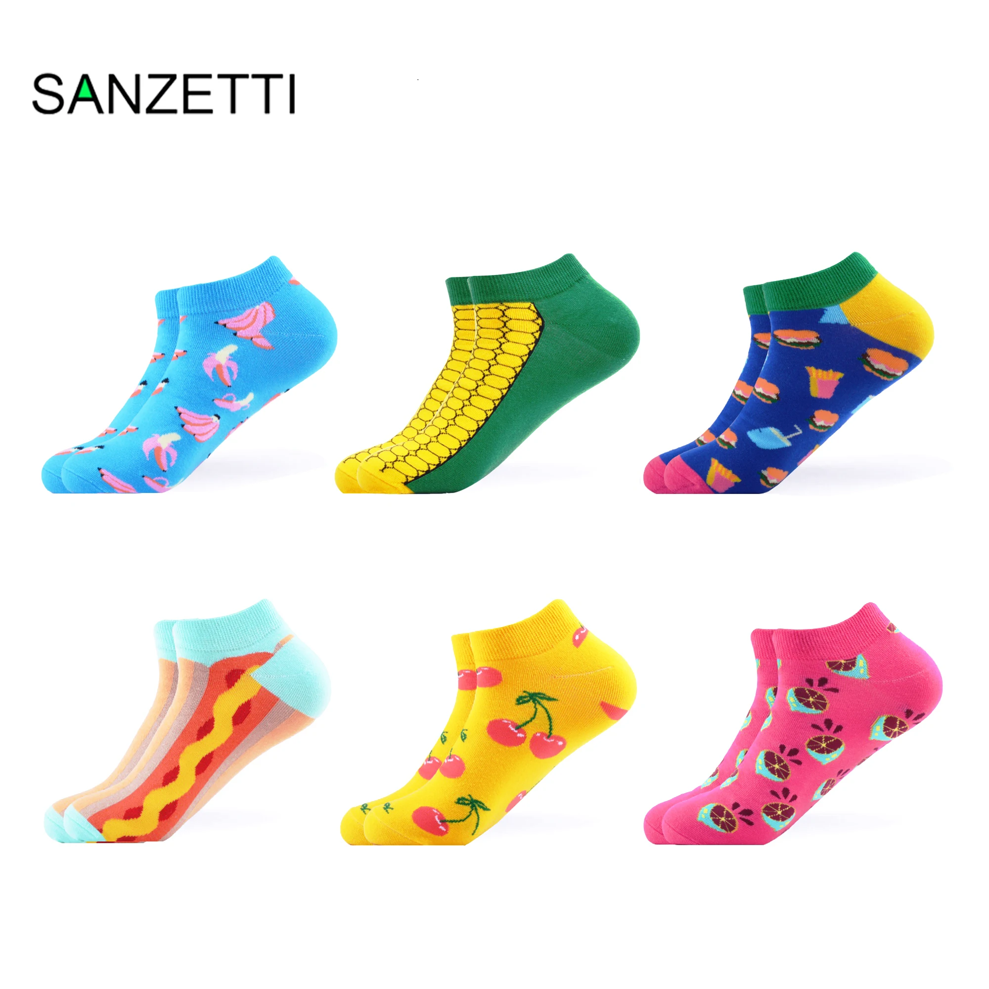 Сланцы SANZETTI 6 пар/лот женские и мужские креативные фруктов повседневные чёсаный