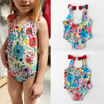 

Kids Baby Girls sunmmer Swimming suit Floral Print Bow Decoration Bikini Swimwear Swimsuit Bathing Suit Fashion Beachwear