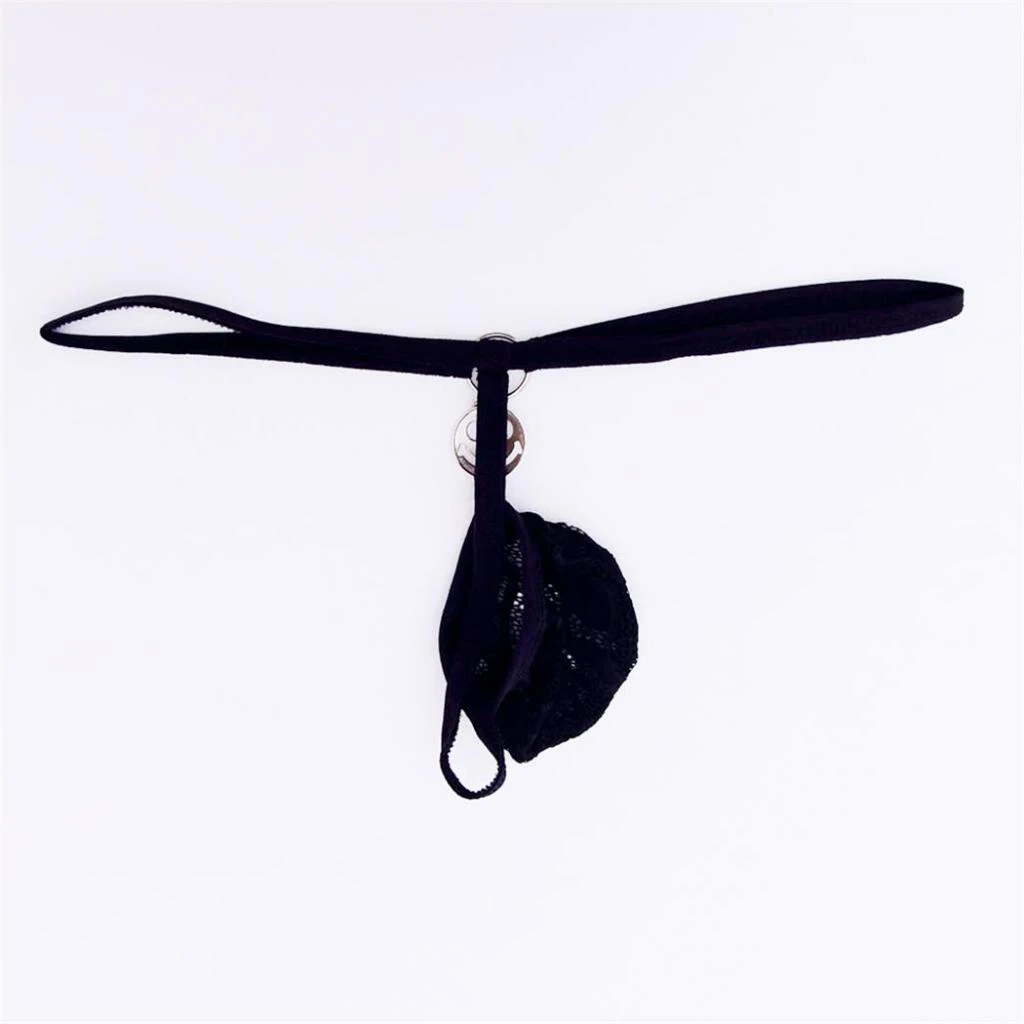 Mens Sexy Lace Mini Pouch G-string Briefs Underwear Low-rise G-String Backless Bulge Pouch Briefs T-back Thong Underpants