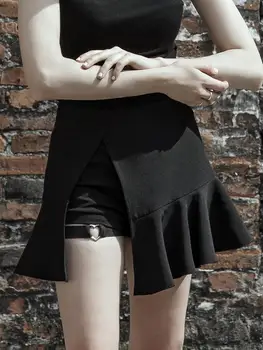 

Punk Rave Women's Goth Fake Two-Piece Fishtail A-Line Skirt PQ514DQ