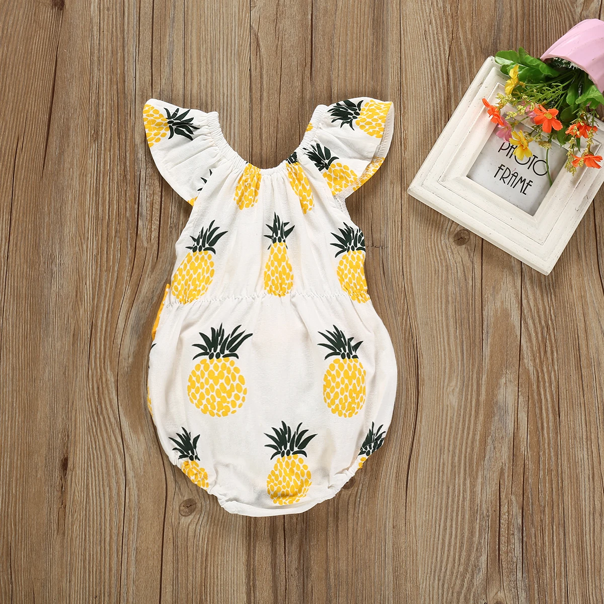 Baby Pineapple Romper Girls Ruffle Jumpsuit Infant Outfits Clothes Newborn Bodysuit Girl Bowknot Outfit cool baby bodysuits	