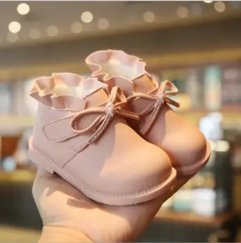 

2019 autumn and winter new female baby princess shoes soft bottom 1-4 years old baby toddler shoes plus velvet cotton shoes
