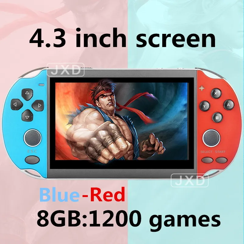 4.3BlueRed 1200game JXD Новинка 5,1 дюймов Цветная Ретро игровая консоль 40 ГБ 8000 игра для cps/neogeo/gba/gbc/GB/snes/nes/sega видео игровая консоль MP3 recoder - Цвет: 4.3BlueRed 1200game