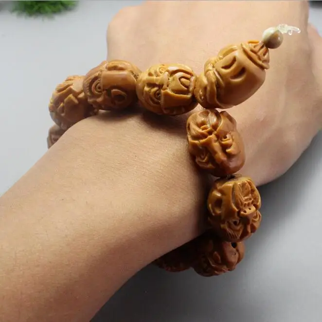 Оливковая ядерная резьба восемнадцать шапок тибетская фотография|buddhism bracelet|bracelet