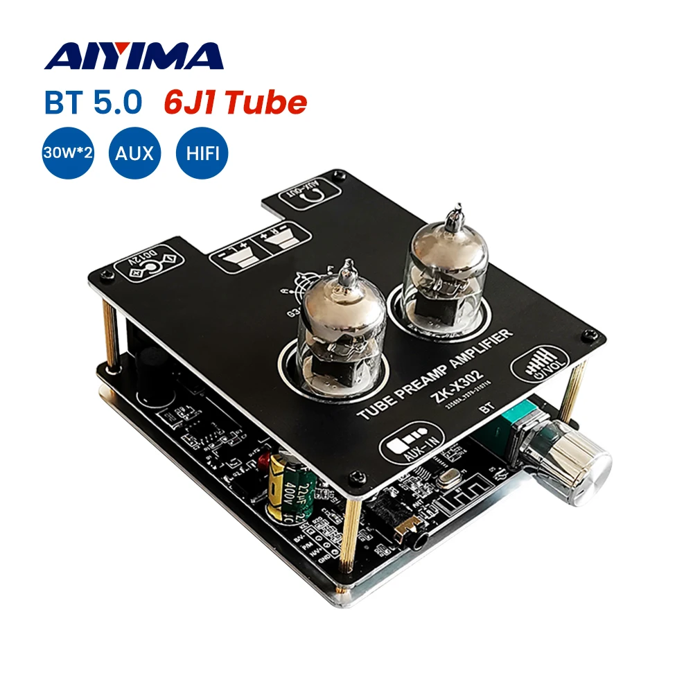 

AIYIMA HiFi 6J1 Tube Amplifier Stereo Power Amplifier 30Wx2 Tube Pre-amplifier Bile Buffer Auido Bluetooth-Compatible Home Amp