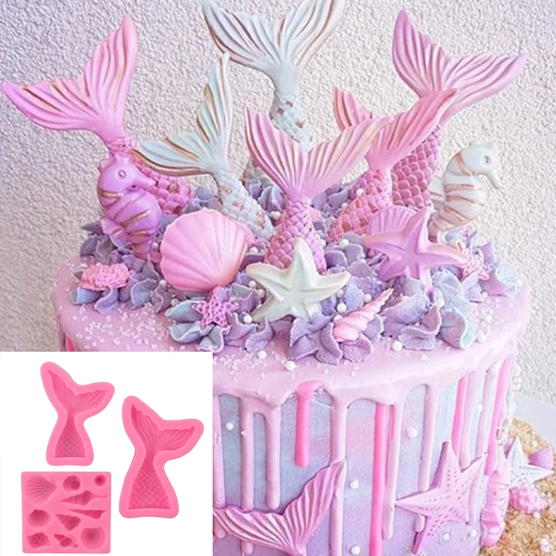 Fish Tail Fondant Cake Decor 3D Cake Mould Baking Tool Mermaid Silicone Mold