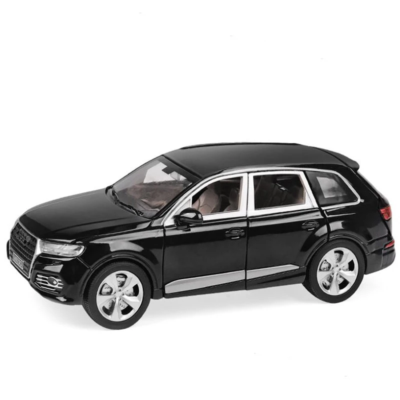 1/24 масштаб моделирование Audi Q7 сплав литья под давлением модель звук и свет игрушка с инерционным механизмом автомобиль игрушки для детей подарок на день рождения - Цвет: Черный