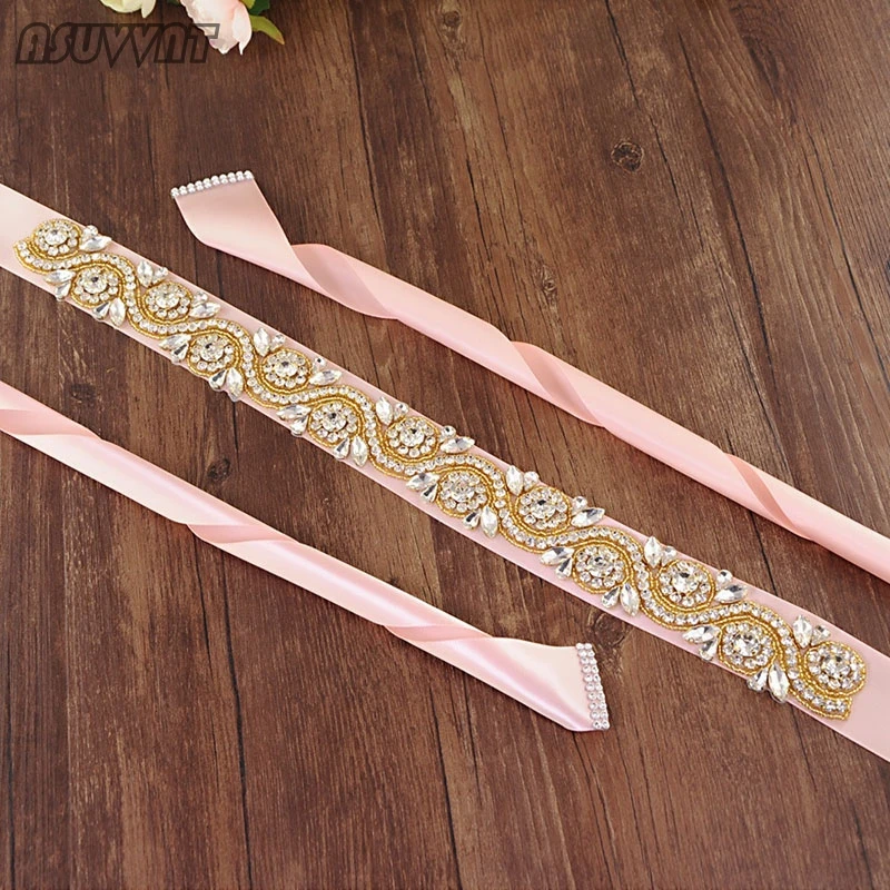 Fashion Women Crystal Belt Gold Sash For Dress Rhinestone Bridal Belt Sashes For Bridesmaid Cocktail Dresses Belt For Dress Up