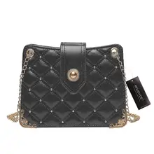 Donne di Disegno di Marca Catena Piccola Borsa Messenger Bag Mini Flap Ragazza di Modo di Frizione Borse di Cuoio Catena Della Chiusura Lampo Borse a Spalla(China)