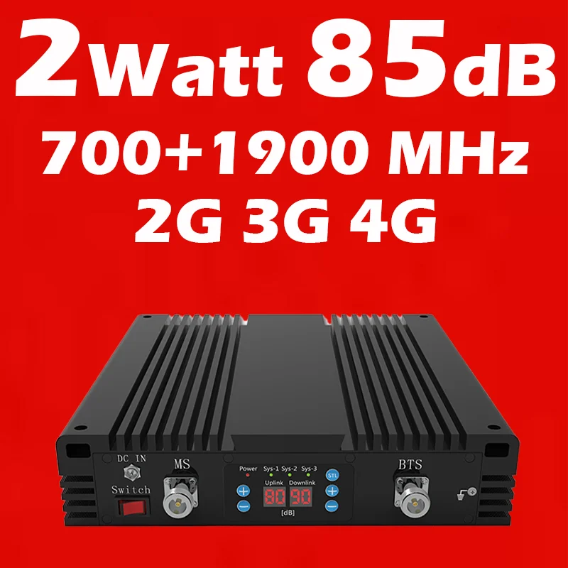 700 B28 LTE 4G 1900 шт. B2 WCDMA 3G 33 дБм 2 Вт 85 дБ 10000 квадратный метр усилитель сигнала Сотовый