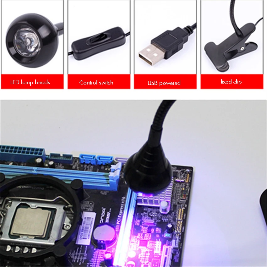 3W UV LED Black Light Fixtures with Gooseneck and Clamp for UV Gel Nail and Ultraviolet Curing, Portable Ultra Violet Blacklight