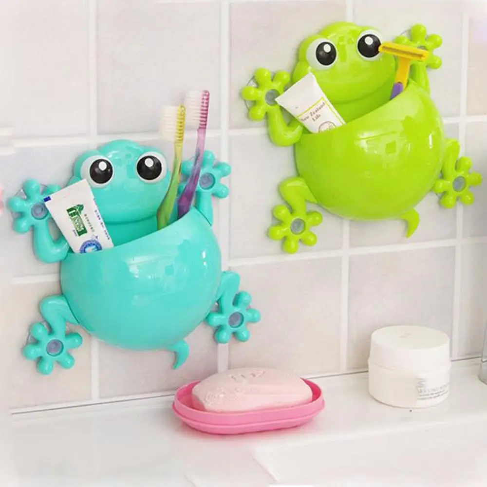 Home Bathroom Toothbrush Holder Wall Mount Suction-cup Toothpaste Storage Rack 