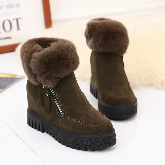 

Winter snow boots women height increasing black Martin boots warm Suede bare boots woman spring plus casuals short boots jkm8
