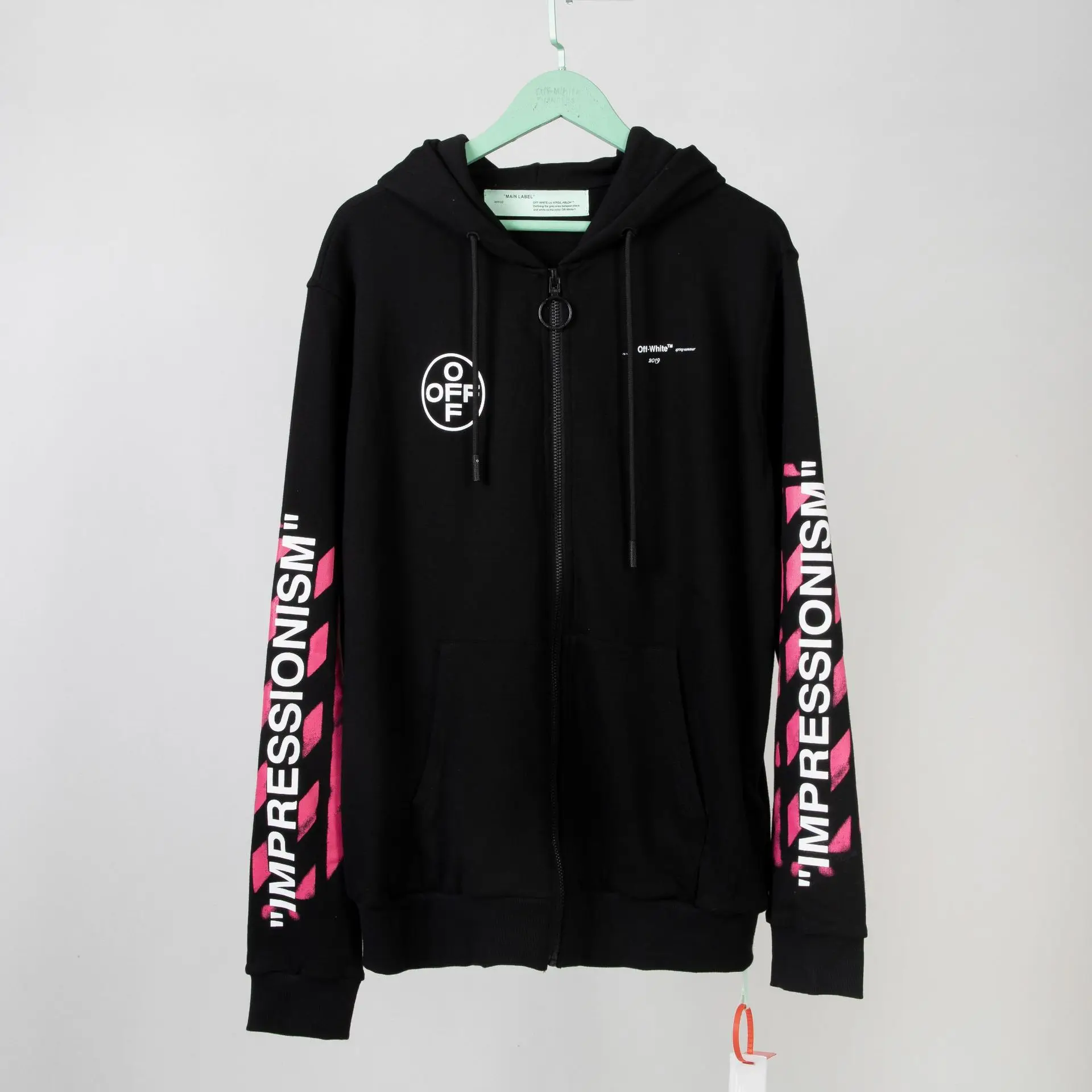 OFF-WHITE OW высокого качества 19SS Весна и лето 99 старый краска мужчины пара свитшот на молнии с капюшоном