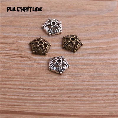 Two color Pulchrode 60 шт. 4*12*12 мм два цвета бусины шапки Шарм полые маленькие Цветочные Подвески Ювелирные аксессуары DIY сосуд подвески - Окраска металла: Two color