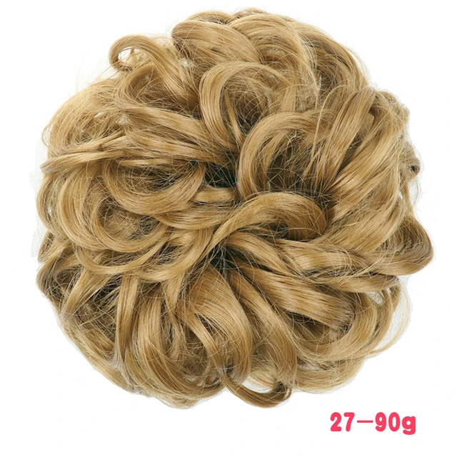 MERISIHAIR Synthetic Girls Curly Scrunchie Chignon With Rubber Band Brown Gray Hair Ring Wrap On Messy Bun Ponytails 90g-27