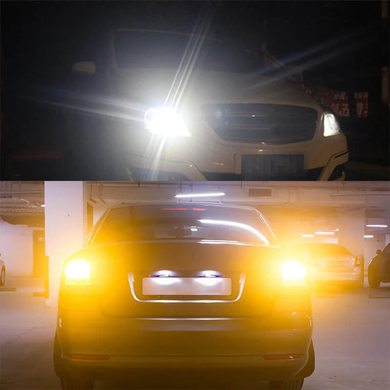 2 шт. T20 7440 66SMD автомобильный DRL ходовой светильник белый S25 1156 BA15S BAU15S лампы 12 В