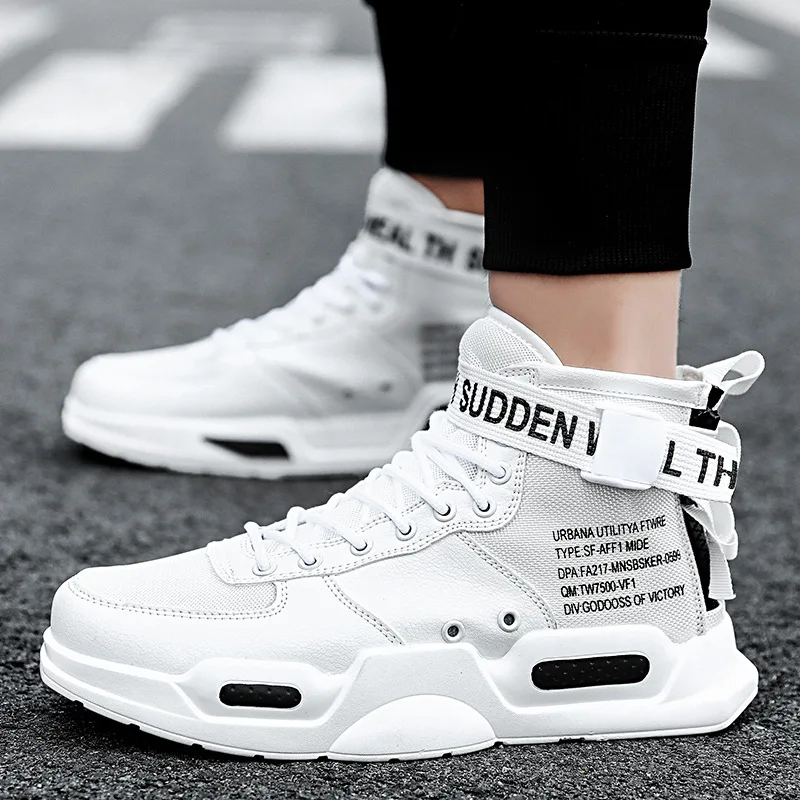 

Sooneeya Men's Vulcanized Shoes Sneakers Spring Autumn PU Leather Classic High Top Men Printed Shoes Buckle Casual Men's Boots