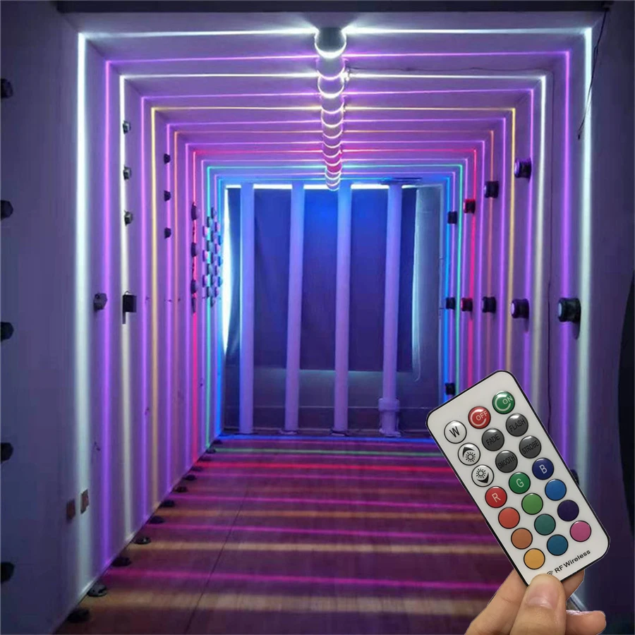 

10W Outdoor RGB LED Window Sill Light With Remote Door Frame Wall Lamps KTV Hotel Bar Corridor Villa Balcony Porch Wall Light