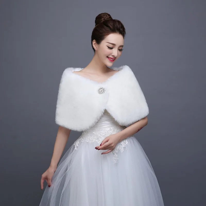 Роскошный белый цвет перо обёрточная бумага пашмины Свадебный искусственный мех Свадебный брак пальто Шраг невесты зимняя Свадебная вечеринка Пашмина для женщин - Цвет: White