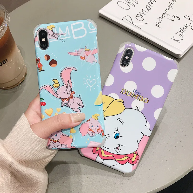 

Cute Cartoon Dumbo Big Ears Elephant Airbag Shockproof Phone Cases For Apple Iphone 6s 7 8 Plus X XR XS MAX TPU Protection Cover