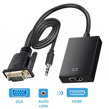 

VGA Male to HDMI Female Converter Adapter Cable With Audio Output 1080P VGA HDMI Adapter for PC laptop to HDTV Projector r10