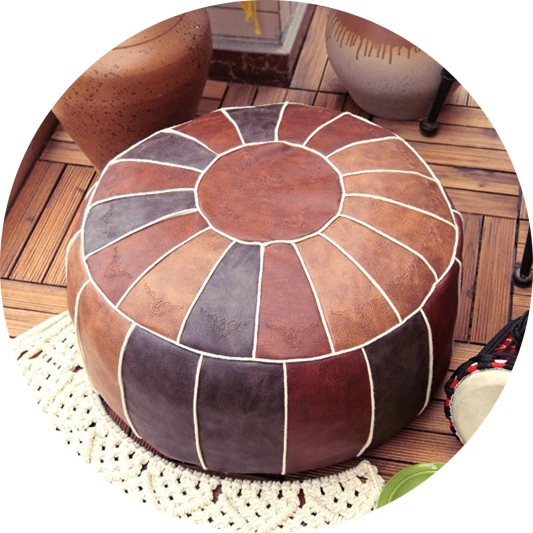 Brown Color Ручная работа марокканский пуф декор для гостиной-Hassock& Ottoman табурет для ног-круглый и большой пуфик-оттоманка-мягкие домашние свадебные подарки - Цвет: Brown Color