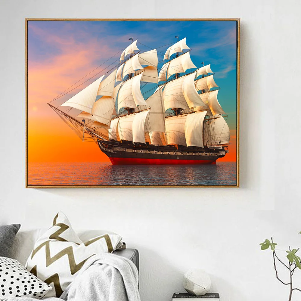 Evershine – peinture de diamant 5D à faire soi-même, broderie de bateau, paysage, image en strass, mosaïque, point de croix, décoration de la maison