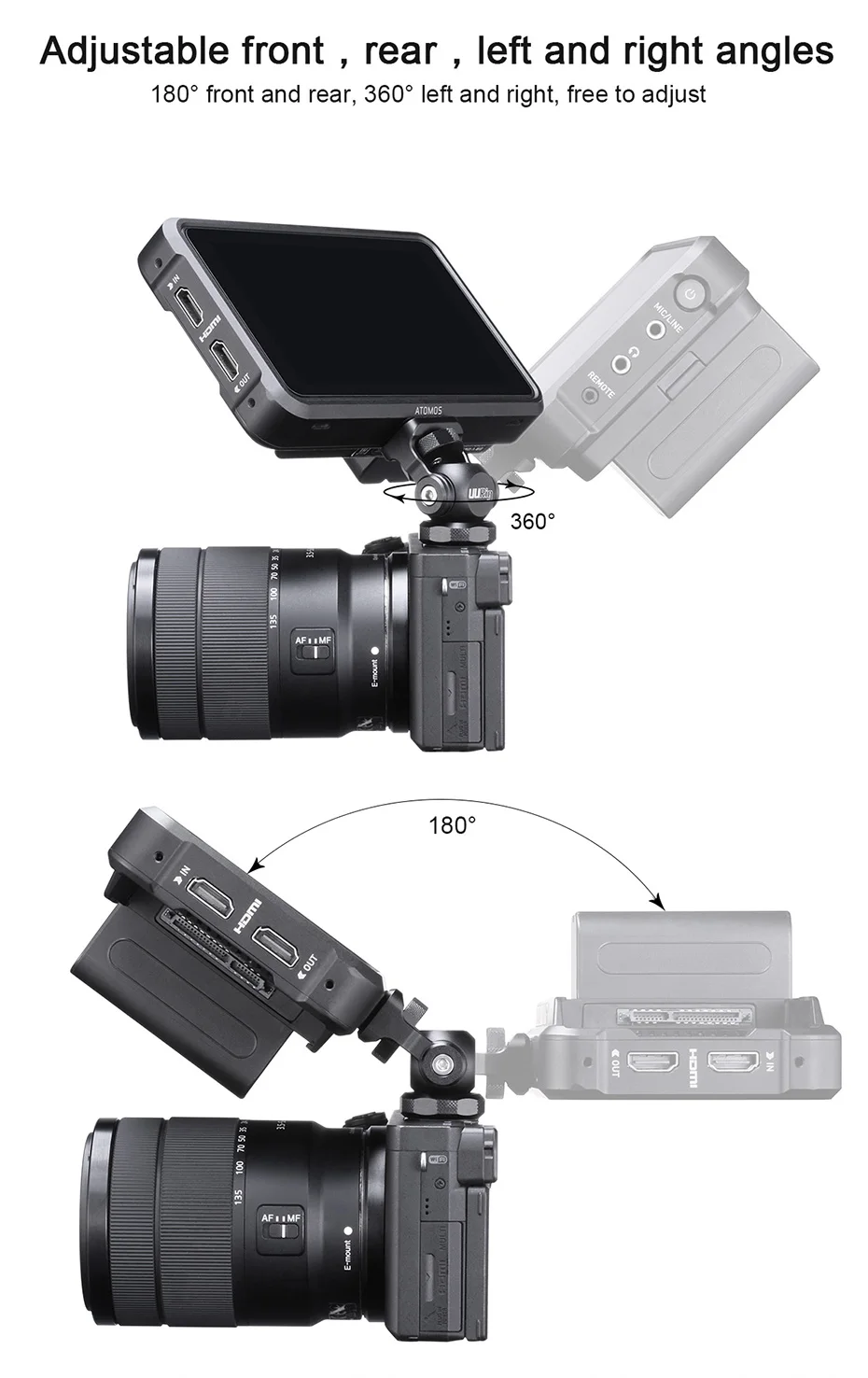 UURig R015 монитор кронштейн Мини шаровая Головка Gimbal с холодным башмаком крепление для смартфона Nikon Canon sony DSLR камера аксессуары