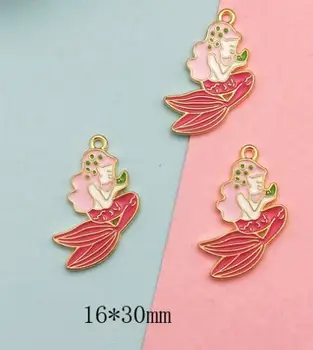 

New Lot 100pcs cartoon princess mermaid DIY Key chain Metal Charm Pendants Jewelry Making DIY gifts