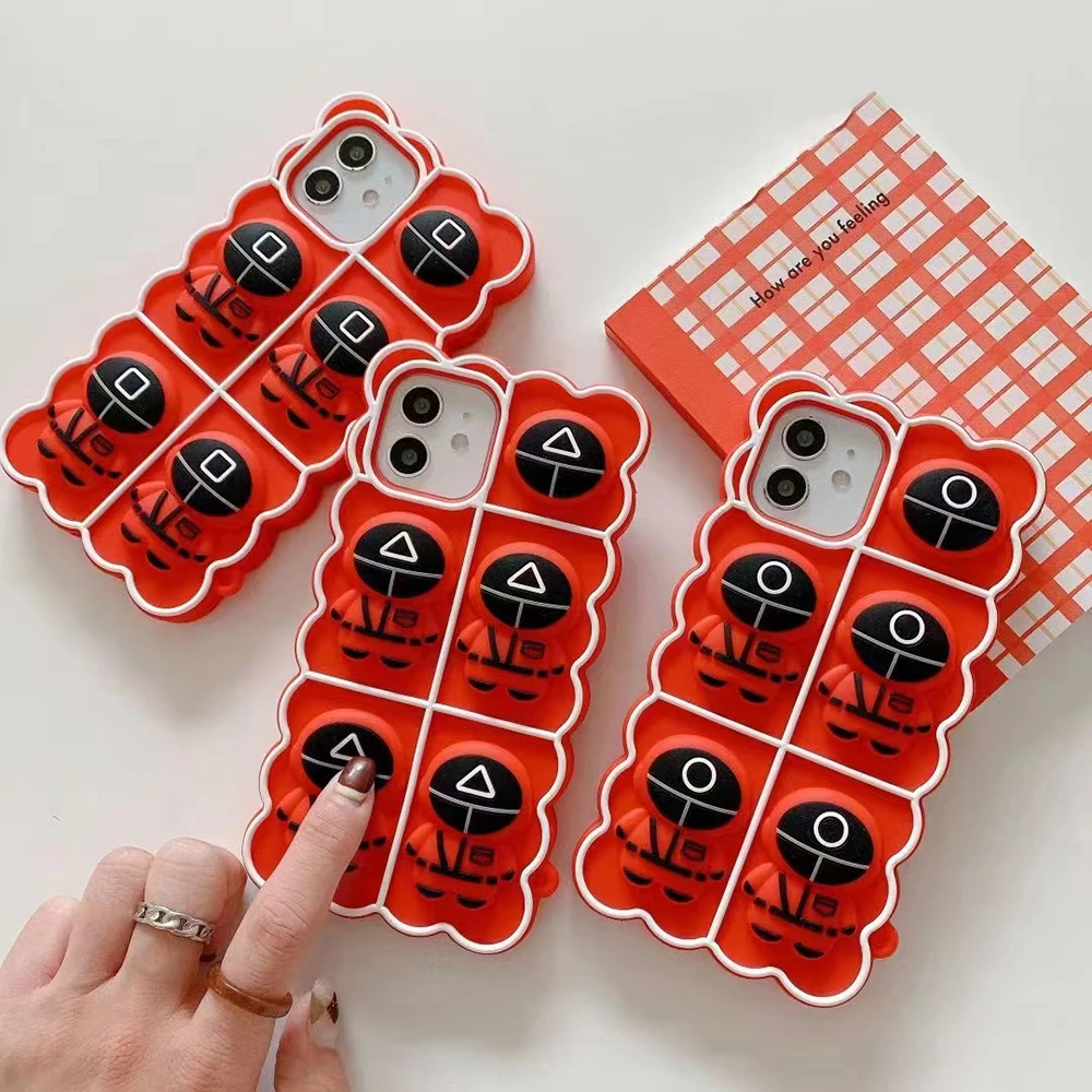 Pop Fidget Toys Squid game Silicone Case For iPhone 13 12 11 Pro Max Mini 6  6S 7 8 Plus X XS Max XR Funda Phone Protective Cover|Phone Case & Covers| -  AliExpress
