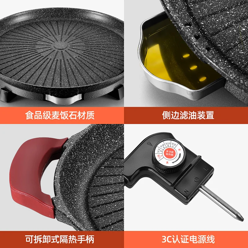 Oaiyeie Multi-function Medical Stone Grill Pan Non-Stick Pan,Korean BBQ Grill Pan, Compatible for Induction, GAS Stove, Electric Cooktop, Indoor or