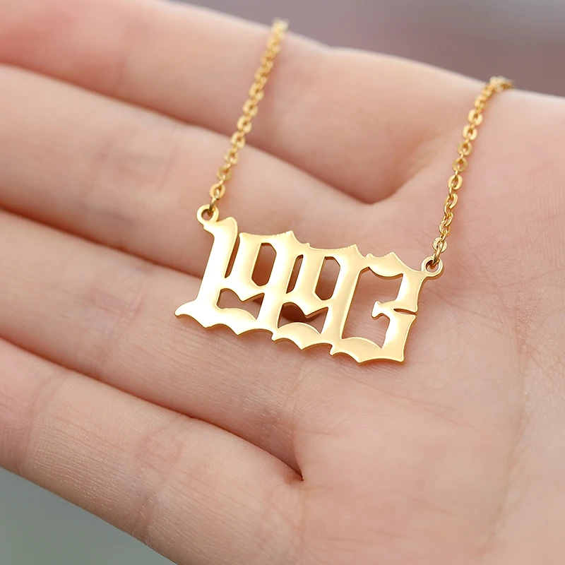 Stainless Steel Birth Year Necklace For 