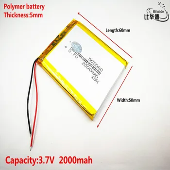 

Good Qulity 3.7V,2000mAH,505060 Polymer lithium ion / Li-ion battery for TOY,POWER BANK,GPS,mp3,mp4