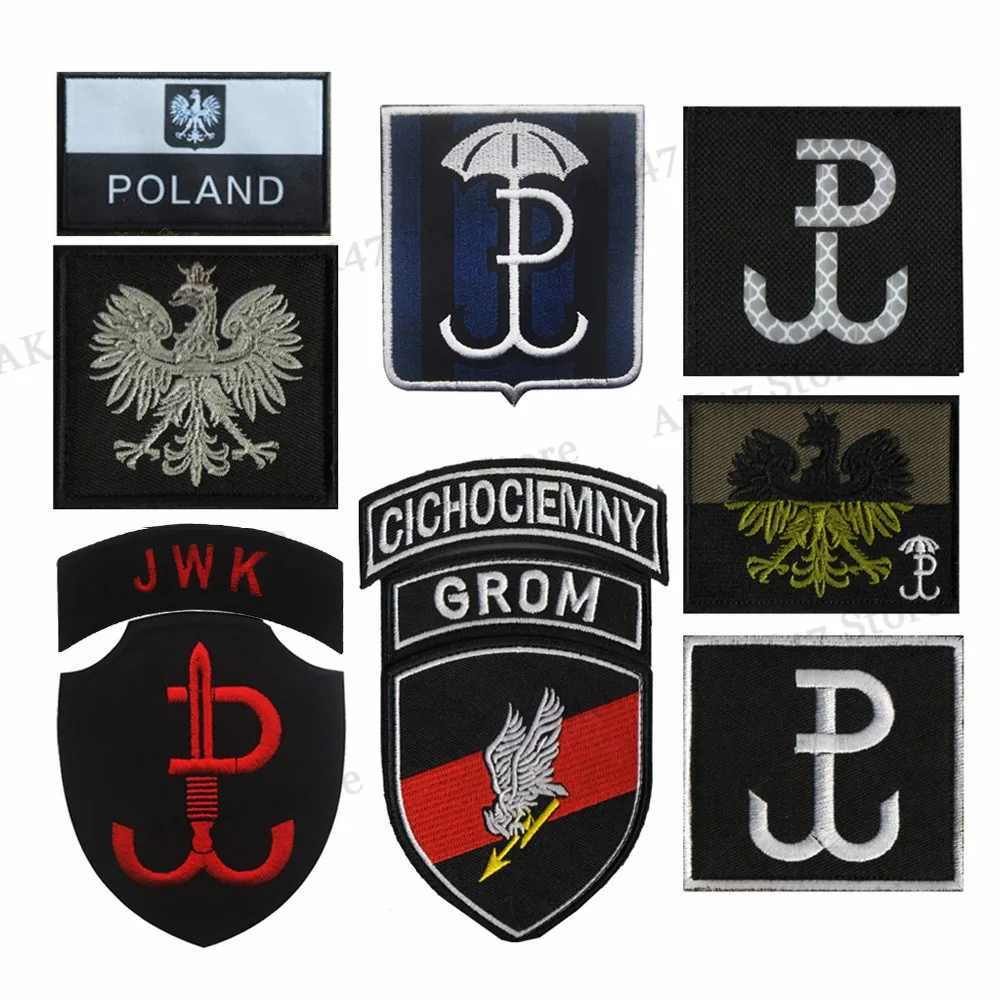 Патч эмблема спецназа GROM SWAT накладка с язычком для защиты польских сил