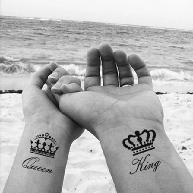 King Queen Crown Temporary Tattoo Sticker Waterproof Men Women