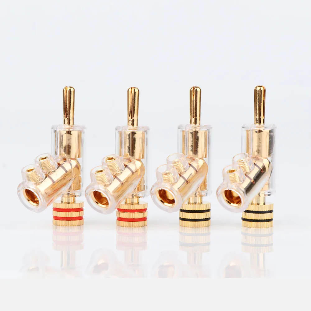 4pcs/set BA1403 High Performance 24K Gold plated Audio Banana Connectors 45Dgree Locking banana