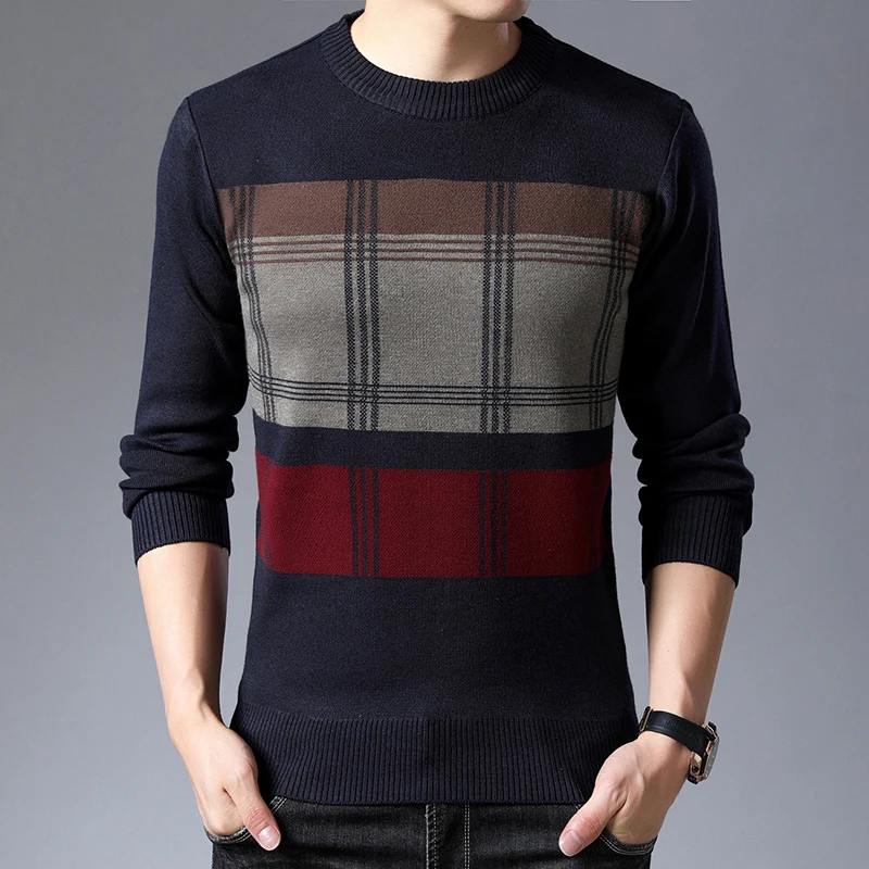 Новинка, модный брендовый мужской свитер, s пуловеры, теплый облегающий джемпер, вязанный шерстяной осенний корейский стиль, повседневная мужская одежда
