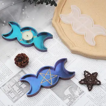 

DIY Epoxy Resin Moon Star Incense Base Plate Silicone Mold Resin Mold Handmade Tray Resin Crafts Jewelry Tools