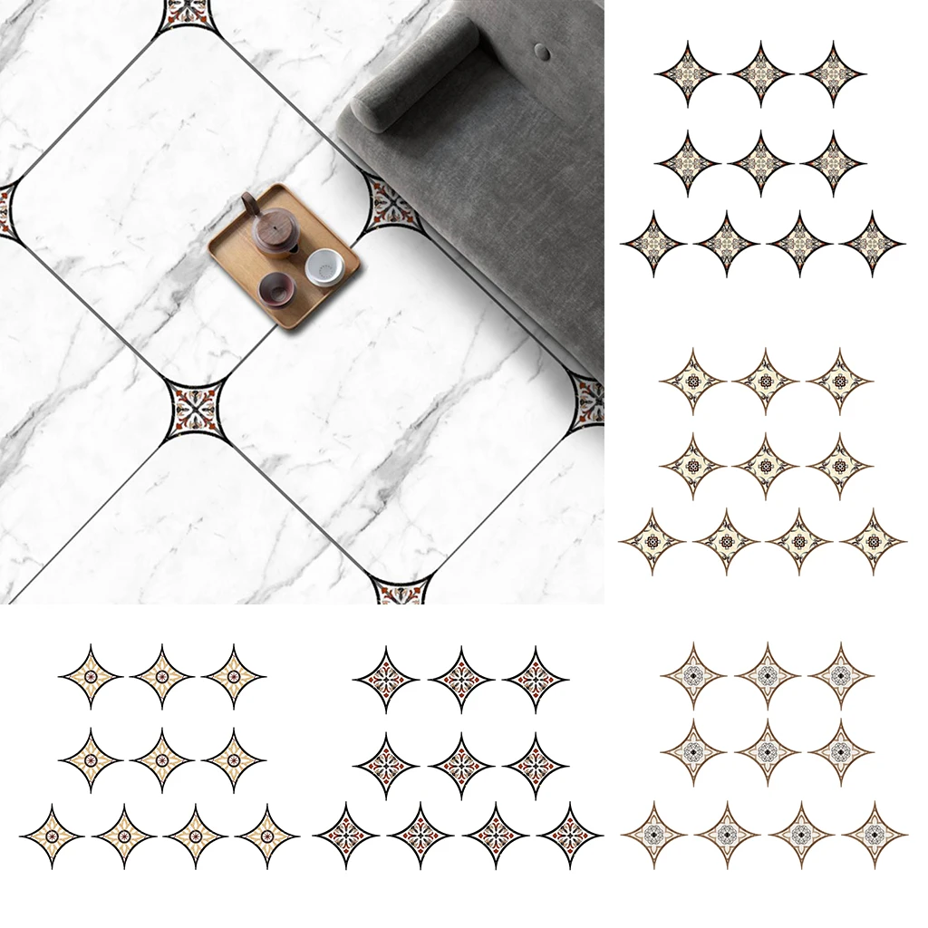 European Self Adhesive PVC Ceramic Tile Stickers Waterproof Floor Wall Sticker Diagonal Kitchen Home Decoration