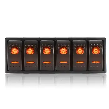 

Waterproof 6 Gang LED Rocker Switch Panel with Stickers 12V/24V ABS+PC+Aluminum On-off Switch Motorboat Marine Jumper Wire Kit