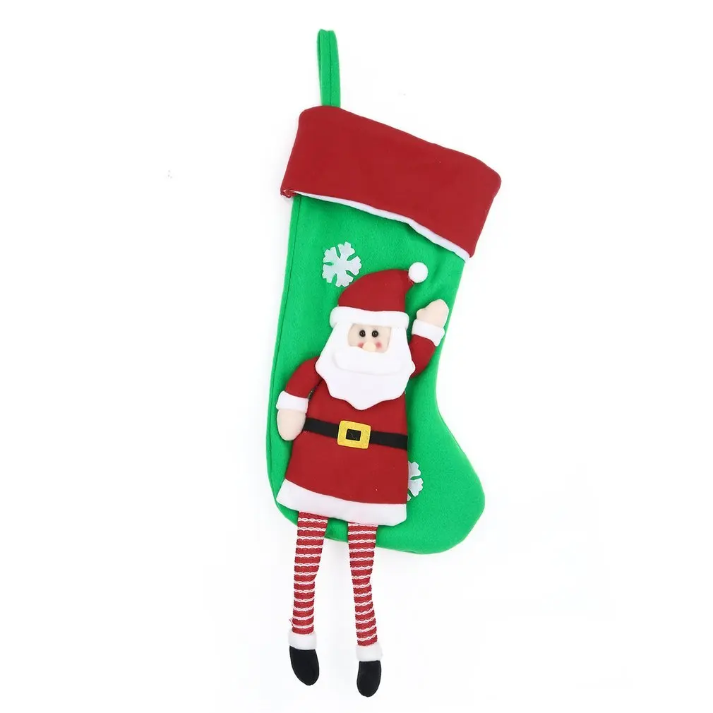 Large Size 50cm Christmas Stockings Socks Santa Claus,Snow man,Candy Gift Bag Xmas Festival Ornament High Quality Pull Flannel