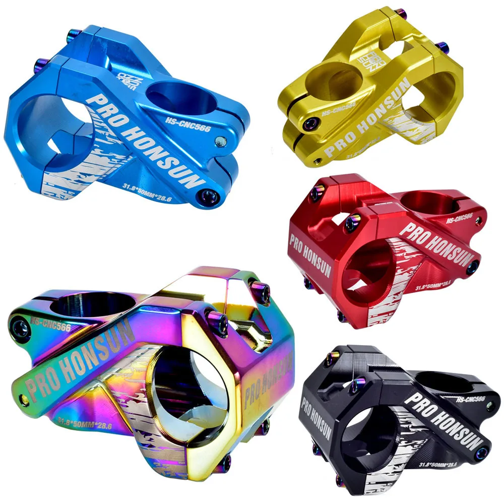 

Colorful MTB Road Bicycle Stem CNC Ultralight Short Stem 0 Degree 31.8*50mm Mountain Bike XC AM DH FR Rainbow Stem Bicycle Parts