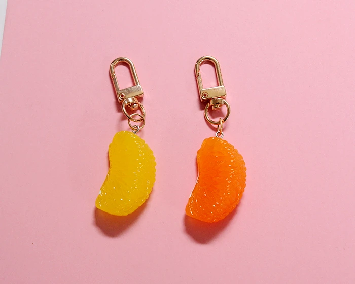 

Cute Simulation Fruit Orange Keychain Girl Keyring For Women Girl Jewelry Cartoon Keyring Handbag Key Holder Decoration