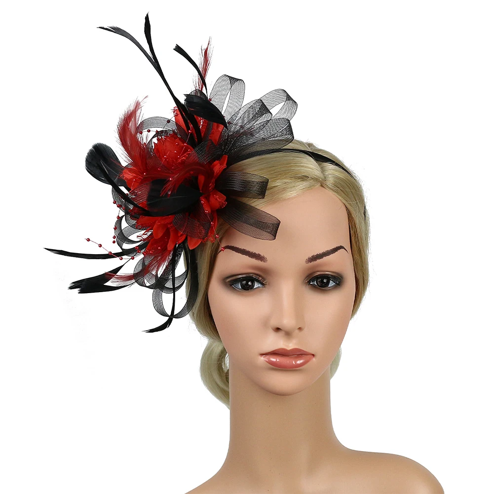 Свадебные аксессуары для волос, свадебный банкет, перо, сетка, подарок, Дерби, день, вечерние, шляпа, для церкви, для женщин, бант, ободок-Вуалетка, федоры