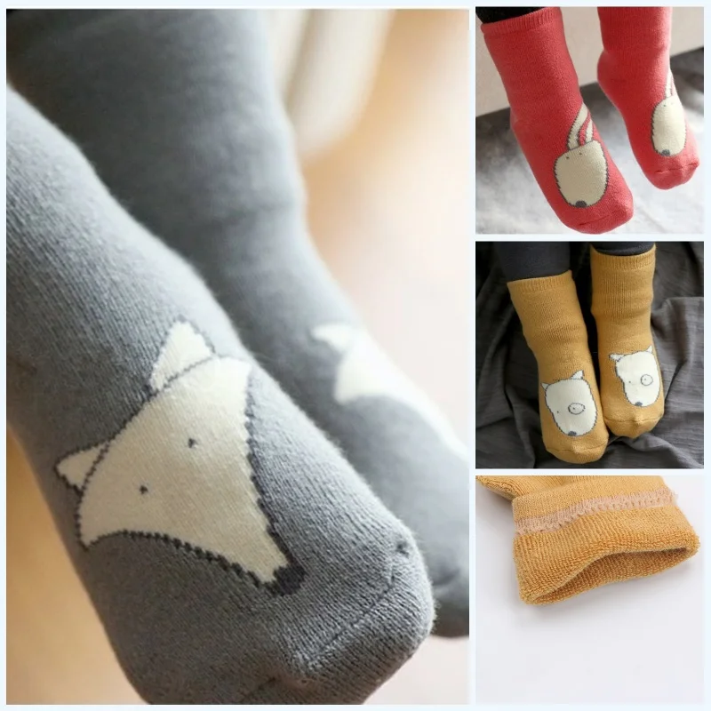 

Kids Spring Autumn Winter Baby Cartoon Fox Cotton Socks Boys Girls Newborn Infant Toddler Anti-slip Floor Baby Socks t