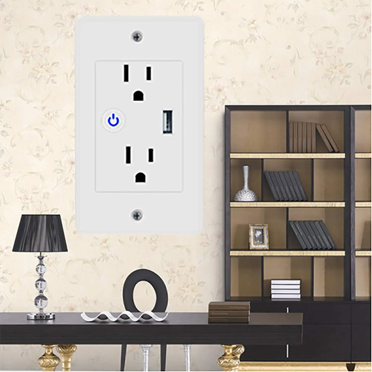 Интеллектуальная беспроводная(Wi-Fi) usb-розетки США Электрический 2 Way розетки 10A 5V 2.4A USB Порты и разъёмы Зарядное Устройство удаленного Управление Изготовитель: Tuya APP Alexa Google Home
