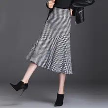 Новая высококачественная модная осенне-зимняя клетчатая юбка с высокой талией, повседневная юбка до середины икры размера плюс M L XL 2XL 3XL 4XL